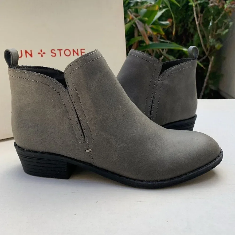 Sun + Stone Womens Cadee Cushioned Bootie Sz 5M in Grey